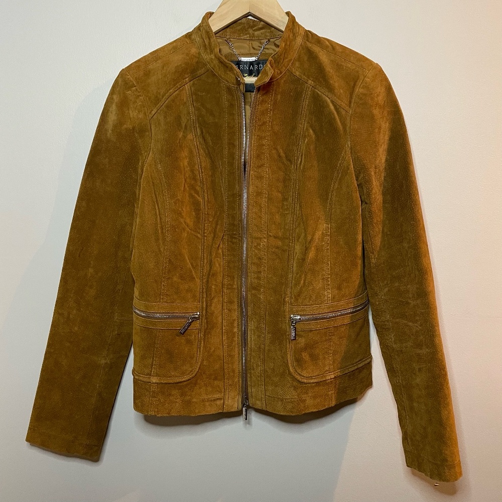 Bernardo 100% Genuine Leather Jacket - Medium - Tan - Bikers Jacket - Like New